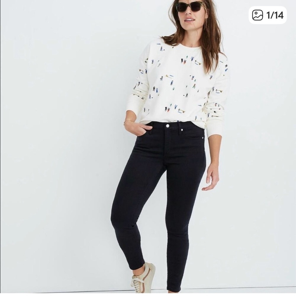 NWT Madewell 9" High-Rise‎ Skinny Women's Black Denim Jeans Size 31 tall.